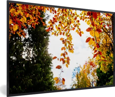 Produktbild von MuchoWow® Gerahmtes Poster Herbst - Laub - Natur 90x60 cm - Poster mit Schwarzem Bilderrahmen Wandposter Rahmen Foto Bilder - Fotorahmen - Foto-Plakat