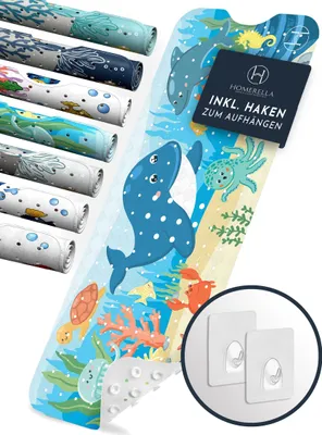 Produktbild von Homerella® Badewannenmatte rutschfest Kinder - 100% BPA frei Inkl. 2 Haken zum Aufhängen 100x40cm - Antirutschmatte Badewanne Baby hautsensitiv & schimmelresistent - Badematte rutschfest & waschbar