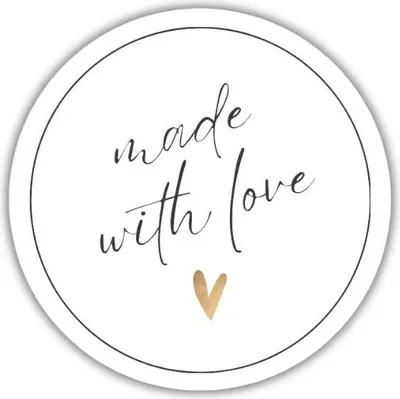 Produktbild von Papieretiketten „Mit Liebe gemacht“ - goldenes Herz, 20 Stück