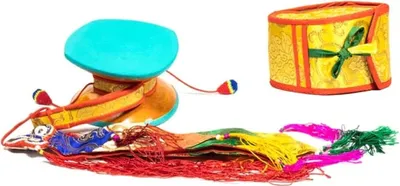 Zdjęcie produktu dla Mistyczny Bęben Rytualny Damaru + Pokrywa - 13x11x7 Cm
