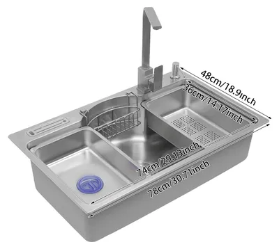 Productafbeelding van Keukenwastafel, multifunctioneel, met geïntegreerde zeepdispenser, zilverkleurig