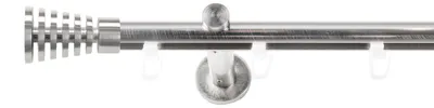 Produktbild von SN Deco Gardinenstange Innenlauf Gap, 19 mm, 1-läufig, Stahl, Komplett-Set mit Ringen, Profilträger, 360 cm, edelstahl optik