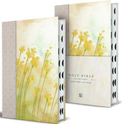 Produktbild von KJV Holy Bible, Giant Print Large Format, Hardcover Yellow Floral Design with Cloth with Ribbon Marker, Red Letter, and Thumb Index