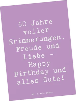 Produktbild von Mr. & Mrs. Panda Grußkarte Spruch 60. Geburtstag Glückwunsch - Lavendeltraum - Geschenk, Happy Birthday, Alter, Fotokarte, Liebe, Ansichtskarte, Postkarten, Weisheit