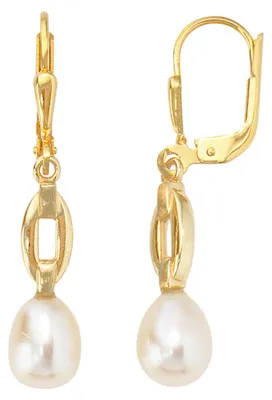 Produktbild von Ohrhänger Ohrringe Boutons mit Perlen 333 Gold Gelbgold teilmattiert Damen