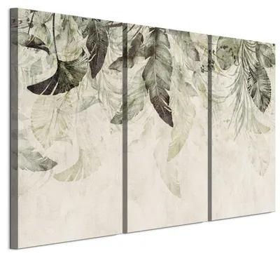 Immagine prodotto di Set di 3 quadri decorativi Lumasoul per soggiorno, motivo foglie, dimensioni 90x60 cm. Set di 3 stampe su tela per camera da letto, corridoio, ufficio e cucina
