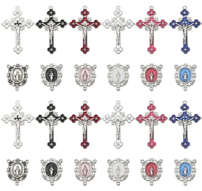 12er-Pack Kreuz- und Medaillenanhänger, 6 Farben, 2 Stile