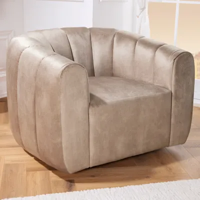 Produktbild von riess-ambiente Drehbarer Design Sessel BABYLON 360° champagner Samt Lounge Cocktailsessel Lesessel Relaxsessel