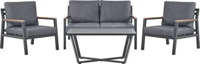 Zdjęcie produktu dla BELIANI Zestaw ogrodowy ciemnoszary aluminium sofa dwa fotele z poduszkami poliestrowymi stolik kawowy nowoczesny design