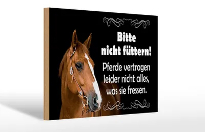 Produktbild von Holzschild bitte nicht füttern Pferde, 30 20 cm, Holzschilder Bauernhof Landwirt Tiere