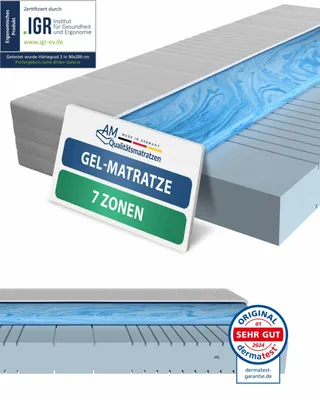 Produktbild von AM Qualitätsmatratzen | Gelschaum-Matratze 180x200 cm | H3 | Hochwertige Matratze mit 4 cm Gelschaum-Auflage | 20 cm Höhe |  Germany | 180 x 200 cm