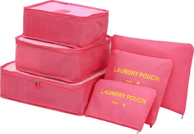 Image de Bagages Sacs de compression Organisateur 6 Set Pliable Vêtements multifonctions Paquets de tri, pastèque rouge