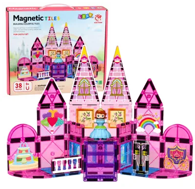 Zdjęcie produktu dla Klocki magnetyczne Zamek Księżniczki Różowe 38 szt.