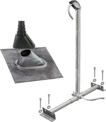 Produktbild von SkyRevolt Dachsparrenhalter Montageset Blei-Ziegel schwarz ALU-Mastkappe