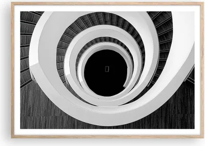 Produktbild von Gerahmtes Poster - Rahmen in heller Eiche - Stück Modern Treppe - 100x70 cm - Wand Bild - Wanddeko - Wandbilder - Wandposter - Bilderrahmen - Bilder - Kunstdruck - Wandbild - P2NAA100x70-4132
