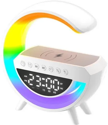 Produktbild von LED-Bügeluhr - 15W drahtlos laden - LED-Wecker - kompakte Bürostuhl-Lampe - mit Bluetooth-Lautsprecher - 13 Stande - Lichtwecker - für Erwachsene, Kinder, Büros und Schlafzimmer
