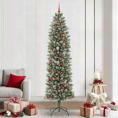 Productafbeelding van Maison Exclusive - Kunstkerstboom, slank model, groen en wit, 240 cm