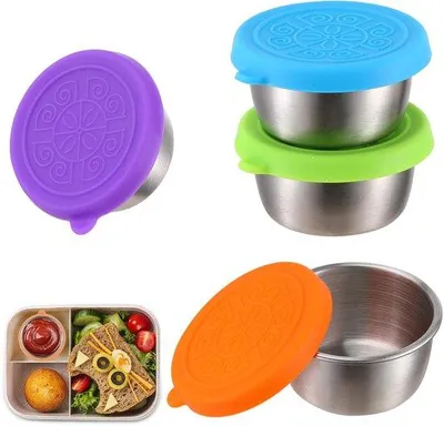 Produktbild von Lecksteste Dipsaubschalen für unterwegs, herstellbare Lebensmittelbehälter mit Deckel, 4 Stück