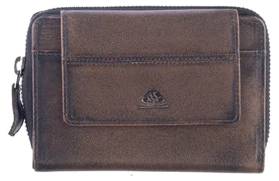 Produktbild von Greenburry RFID Geldbörse Reißverschluss Damen Portemonnaie braun