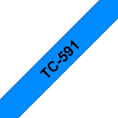 Produktbild von Brother TC-591 Etiketten erstellendes Band Scwarz auf blau