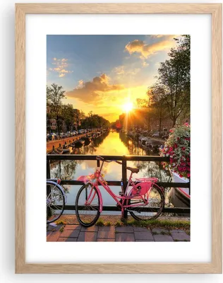 Produktbild von Gerahmtes Poster - Rahmen in heller Eiche - Bikes Kanal Amsterdam Architektur - 30x40 cm - Wand Bild - Wanddeko - Wandbilder - Wandposter - Bilderrahmen - Bilder - Kunstdruck - P2NPA30x40-3081