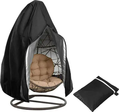 Image de 190x115cm Housse de protection pour fauteuil suspendu Outdoor étanche Couverture pour meubles de jardin pour fauteuil suspendu avec structure Balançoire suspendue Panier suspendu, Couleur : Noir