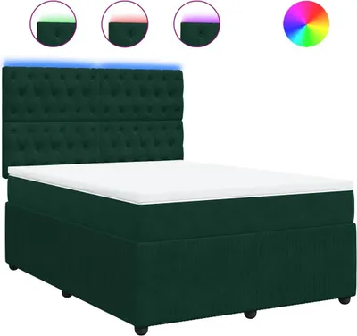 Obrázek produktu pro vidaXL Postel Boxspring s matrací Dark Green 160x200 cm Velvet