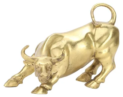 Image de Sculpture de taureau - Objet de décoration Feng Shui - Laiton - Décoration de bureau - Porte-bonheur - Forme unique - Dimensions : 11,7 x 9,2 x 7,8 cm