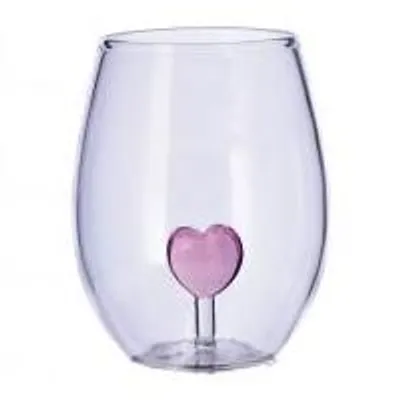 Produktbild von Glasbecher mit dreidimensionaler rosa Herzform
