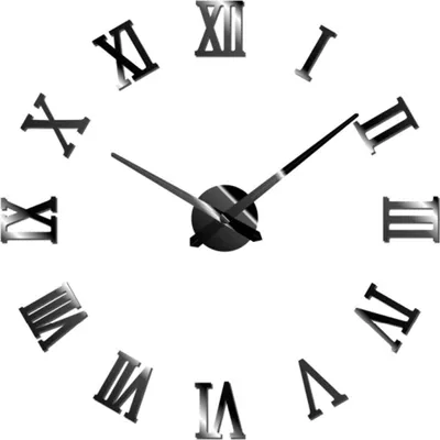 Produktbild von Miraval DIY Wanduhr Schwarz – Moderne selbstklebende Wanduhr mit römischen Zahlen, geräuscharmes Quarzuhrwerk, extra große Ziffern, 119 mm