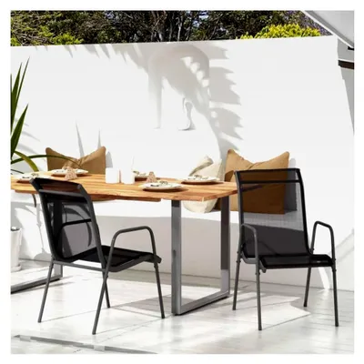 Produktbild von Gartenstühle aus Stahl und Textilene, Schwarz, 2 Stück