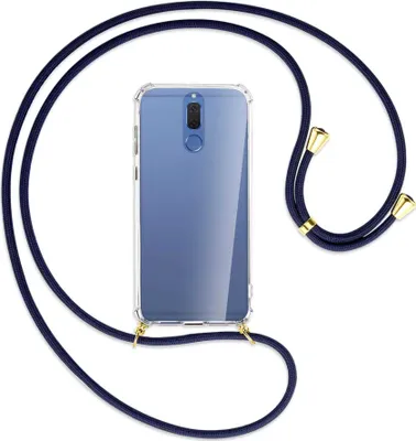 Produktbild von Handykette Backcover-Schutzhülle mit Band (Metall goldfarben) für Huawei Mate 10 Lite / G10 - dunkelblau