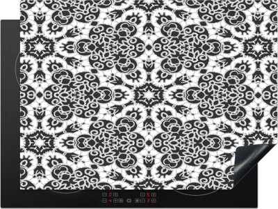Produktbild von KitchenYeah© Herdabdeckplatte Muster - Schwarz und Weiß - Mandala , 71x52cm, Küche Deko, Glaskeramikkochfeld Herdabdeckung, Abdeckplatte fùr Kochfeld