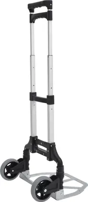 Obrázek produktu pro Vozík na pytle - hliníkový skládací - nosnost 70 kg - 2 kola - teleskopická rukojeť - 41 x 38,5 x 100 cm - šedý