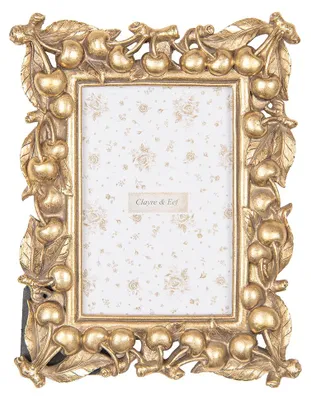 Productafbeelding van Clayre & Eef fotolijst 10x15 cm, goudkleurig, kunststof, met kersenmotief