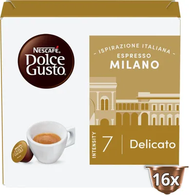 Produktbild von Nescafé Dolce Gusto Espresso Milano, Kaffeekapsel, Espresso, Dolce Gusto, Nescafé, 16 Stück(e), Box