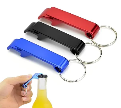 3 personalisierte Schlüsselanhänger-Flaschenöffner, Aluminium, 3er-Set