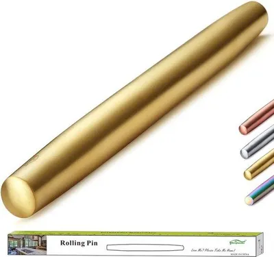 Productafbeelding van DigiRigi® Deegroller 42 cm – RVS met gouden titaniumcoating, antiaanbak deegroller voor pizza, taarten en gebak