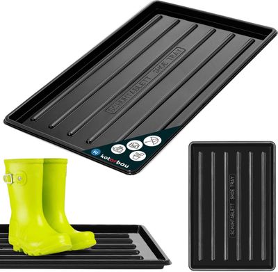 KOTARBAU® Schuhabtropfschale 45x30cm Schuhmatte mit erhöhtem Rand Schuhwanne Kunststoff Schuhablage Abtropfschale für Haustiere Schwarz