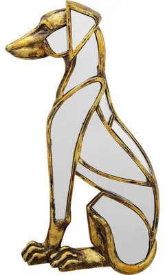Wandobjekt Dog Mirror, Gold, 38x24x4 cm, Hundemotiv, Spiegel