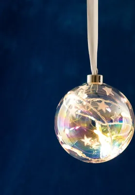Produktbild von Beleuchtete Christbaumkugel gefrostete Sterne 8 warmweiße LED 1244-303