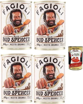 Produktbild von Bud Power- Bud-Spencer-Bohnen fertig zum Probieren 4 x 400gr + Italian Gourmet polpa 400g
