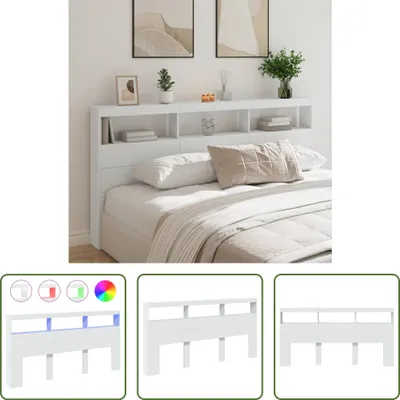 Produktbild von The Living Store LED-Kopfteil mit Ablagen Weiß 200x17x102 cm