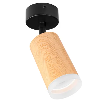 Produktbild von MasterLED Deckenstrahler GU10 Aufbauspot 1-flammig Holzoptik Schwarz Matt Schwenkbar