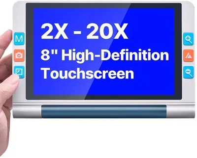 Obrázek produktu pro Digitální lupa - Přenosná pomůcka pro čtení - Dotykový displej 20,3 cm - Zoom 2-20x - Automatické ostření 13 MP - Barevné režimy 26 - Výstup HDMI - Paměť 16 GB