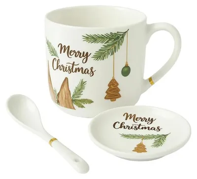 Immagine prodotto di eCa KB16WZ4 Set regalo di Natale - Tazza in Vetroceramica, cucchiaio, piattino 400 ml