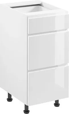 Produktbild von Unterschrank 40 cm ohne Arbeitsplatte mit Schubladen, Aspen D40S3 Weiß Hochglanz