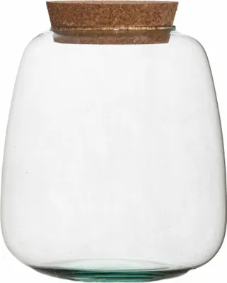 Image de Ecoglassworks Vase Richmond avec bouchon, vase décoratif, vase pour fleurs, vase en verre, verre recyclé, transparent, 22 cm, W-557