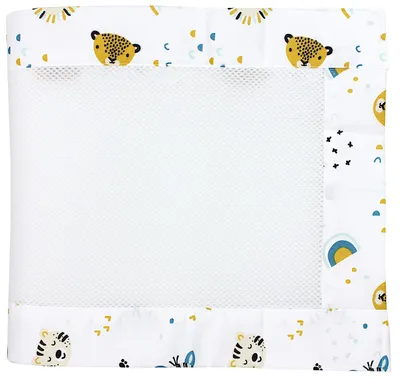 Produktbild von TupTam Gitterstäbe Schutz Netz Babybett Nestchen 3D Mesh 2 Pack, Farbe: Tierköpfe Safari, Größe: ca. 128 x 30 cm (für Babybett 140x70)