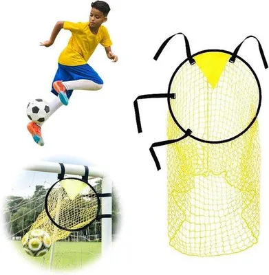 Produktbild von Famanu Fußballtor mit Netz und Tasche - Verbessert die Schussgenauigkeit - Gelb - 45 x 60 cm